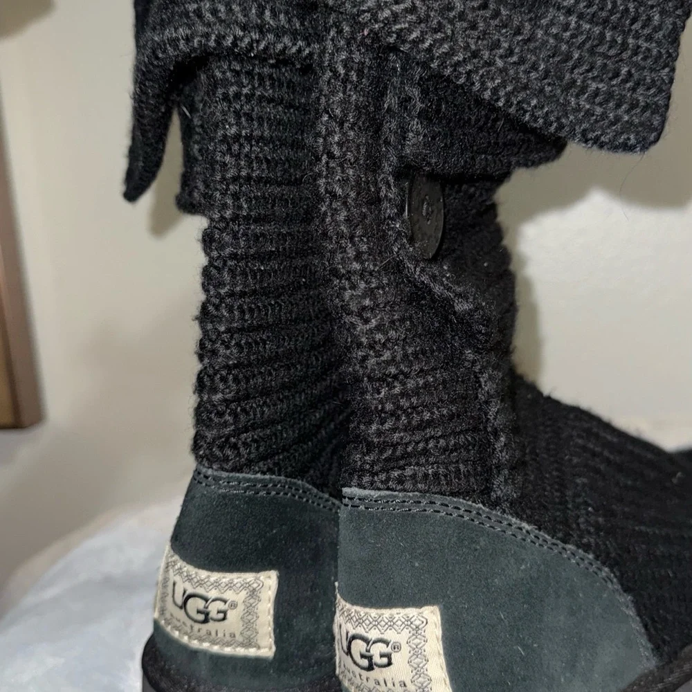 UGG Black Knit Button Winter Boots - Picture 7 of 7